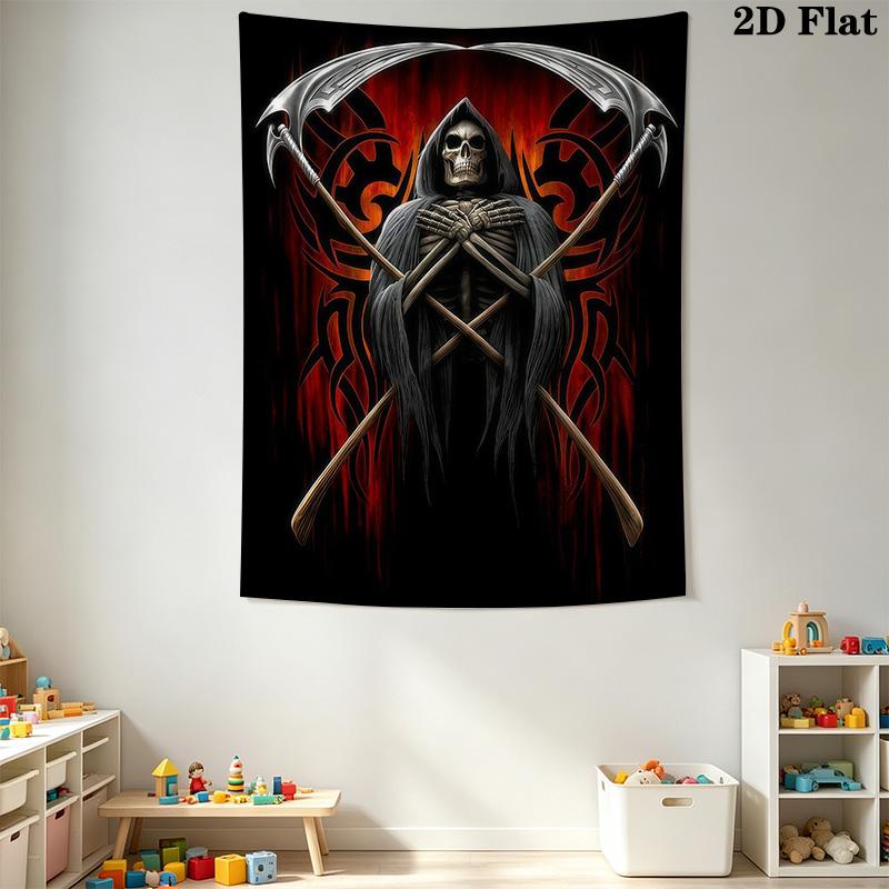 Reaper'S Fiery Journey Tapestry Wallmounted Background Cloth Homestay Soft Decoration Tapestry Background Wall Hanging Cloth