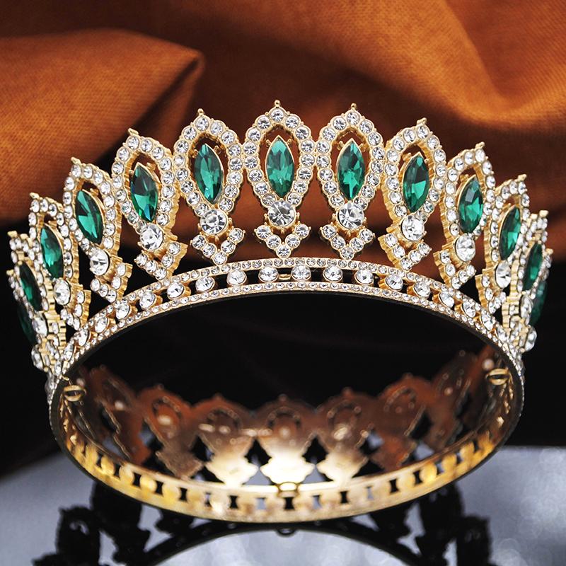 Vintage Baroque Queen King Tiaras and Crowns for Bridal Wedding Tiara Prom Birthday Crown Round Diadem Hair Jewelry Gift