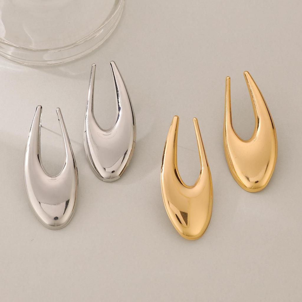 Ретро европейские и американские металлические серьги-гвоздики с холодными каффами для ушей - Простые, гладкие, высококлассная мода.