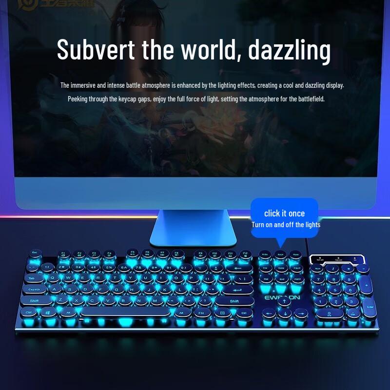 Qianxingzhe GX330 Retro Punk Mechanical Feel Gaming Keyboard