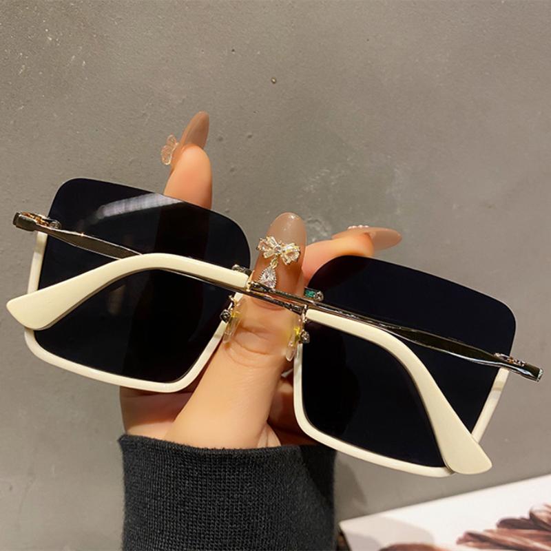 Vintage Oversized Sunglasses Fashion Men Women Square Shades Eyewear Trendy Ins Popular Brand Design UV400 Sun Glasses