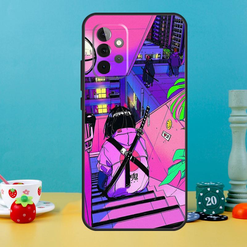 Чехол Vaporwave Glitch Аниме для Samsung Galaxy A15 A16 A05 A26 A36 A56 A52 A53 A33 A13 A34 A54 A14 A35 A55 A22 A32