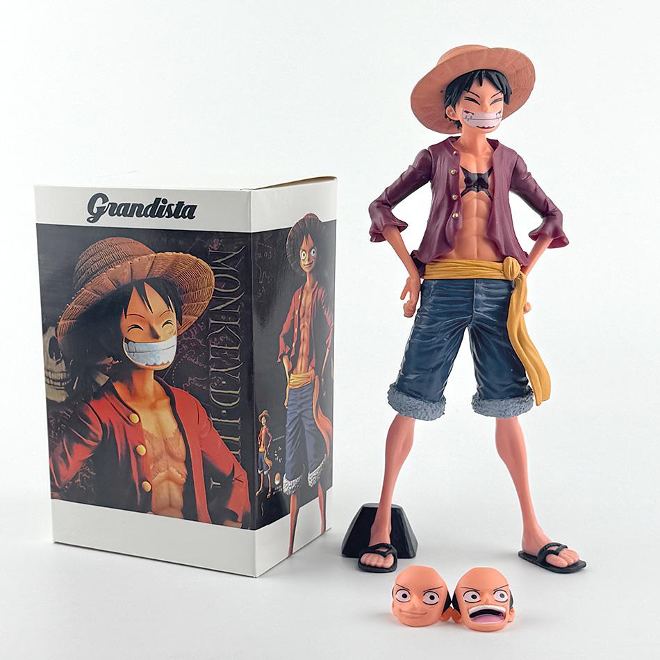 Аниме Фигурка One Piece Уверенный Улыбающийся Луффи Кукла с Меняющимися Лицами Три Формы Фигурка Действия Модель Игрушки Наборы ПВХ Модели Кукол