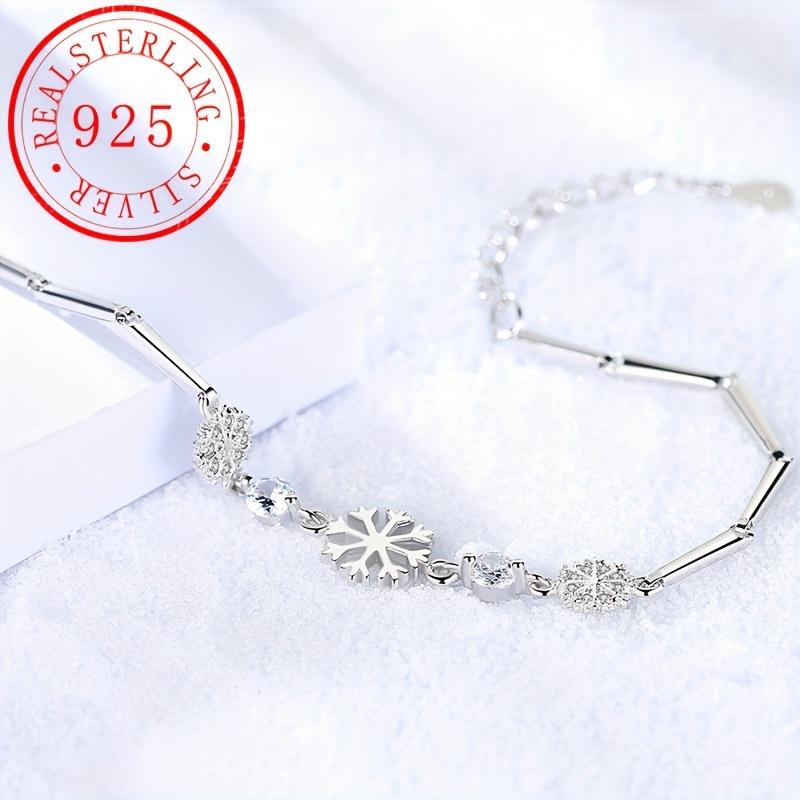 Elegant S925Silver Snowflake Bracelet with Synthetic Zircon, Fashionable and Elegant Daily Jewelry, the Best Gift Choice for Women