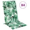 High Back Chair Cushions 4 pcs Leaf Pattern Oxford Fabric
