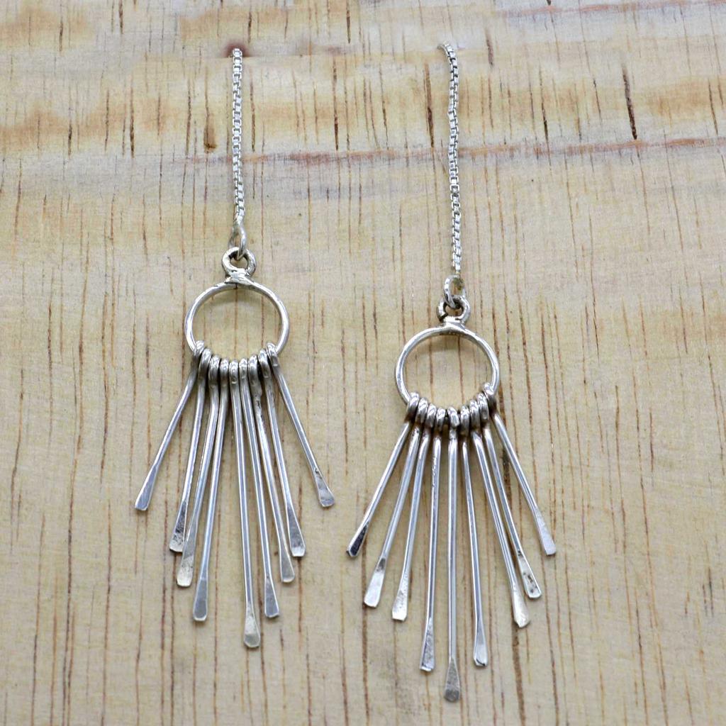 Женские серьги из серебра 925 пробы с кисточками, этнические серьги ручной работы с бахромой