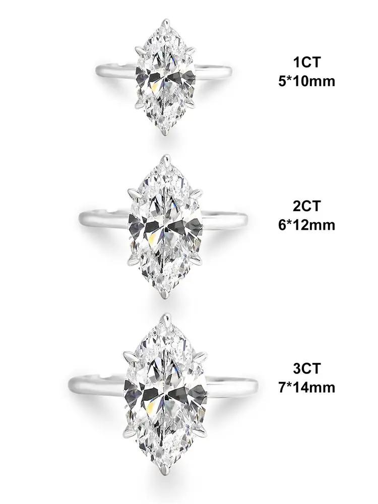 925 Sterling Silver Simple Classic 2 Carats Horse Eye Zircon Ring For Women Engagement Wedding Luxury High Quality Fine Jewelry