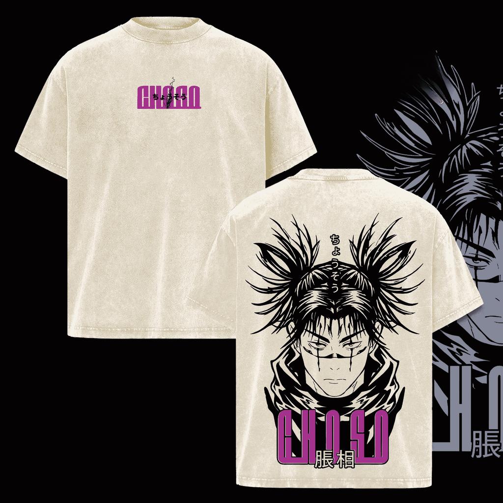 Футболка Choso Jujutsu Kaisen с принтом аниме для мужчин Harajuku Стиранная оверсайз футболка Повседневные хлопковые футболки Топы