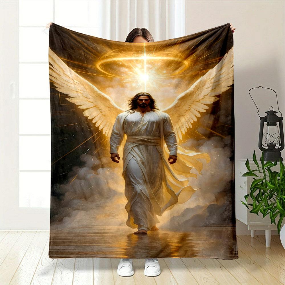 Winged Divine Figure Blanket Printed Blanket for Living Room Bed Couch lunch break Soft Cozy Blanket for Friend's festival Gift