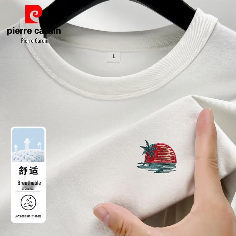 Pierre Cardin Мужская охлаждающая вышитая футболка с круглым вырезом и короткими рукавами