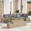 Garden Sofa Set with Cushions 9 pcs Beige and Light Grey Poly Rattan