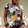 Summer Women Cartoon Cat T-Shirt Fashion Trend Tops Ladies Casual Short Sleeve 3D Printed Clothing Girls O-Neck Elegant Tees