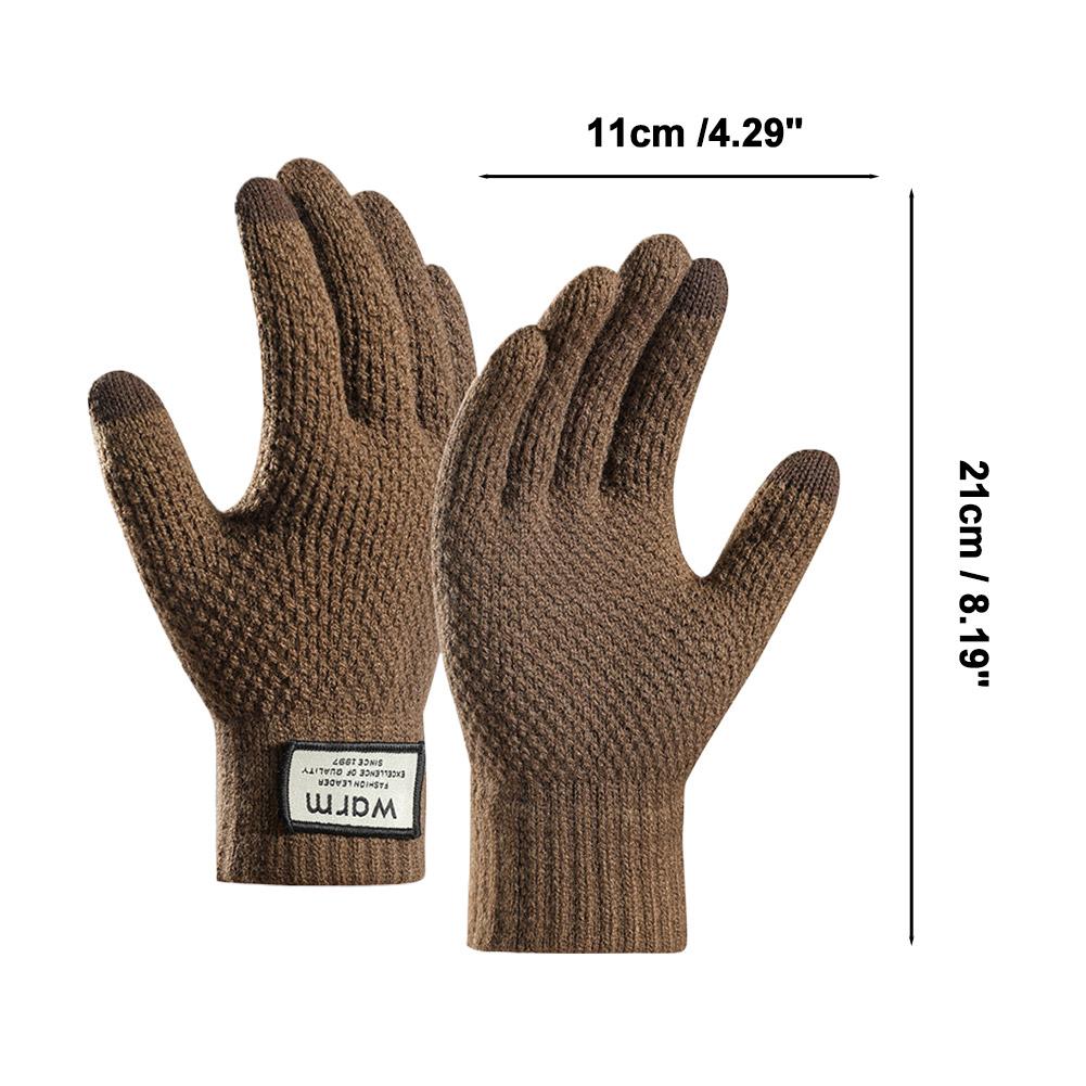 Winter Thickened Gloves Touchscreen High Quality Male Knitted Warm Fleece Lining Solid Men Business Gloves For Cycling & Outdoor