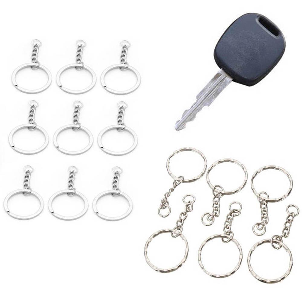 25mm Jewelry DIY Polished Silver Keyring Short Chain Key Fob Keychain