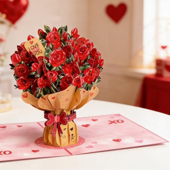 Forever-Blooming 3D Pop-Up Flower Recyclable Paper Romantic Memories Valentine’s Card Eternal Card Handmade Day Anniversary Birthday