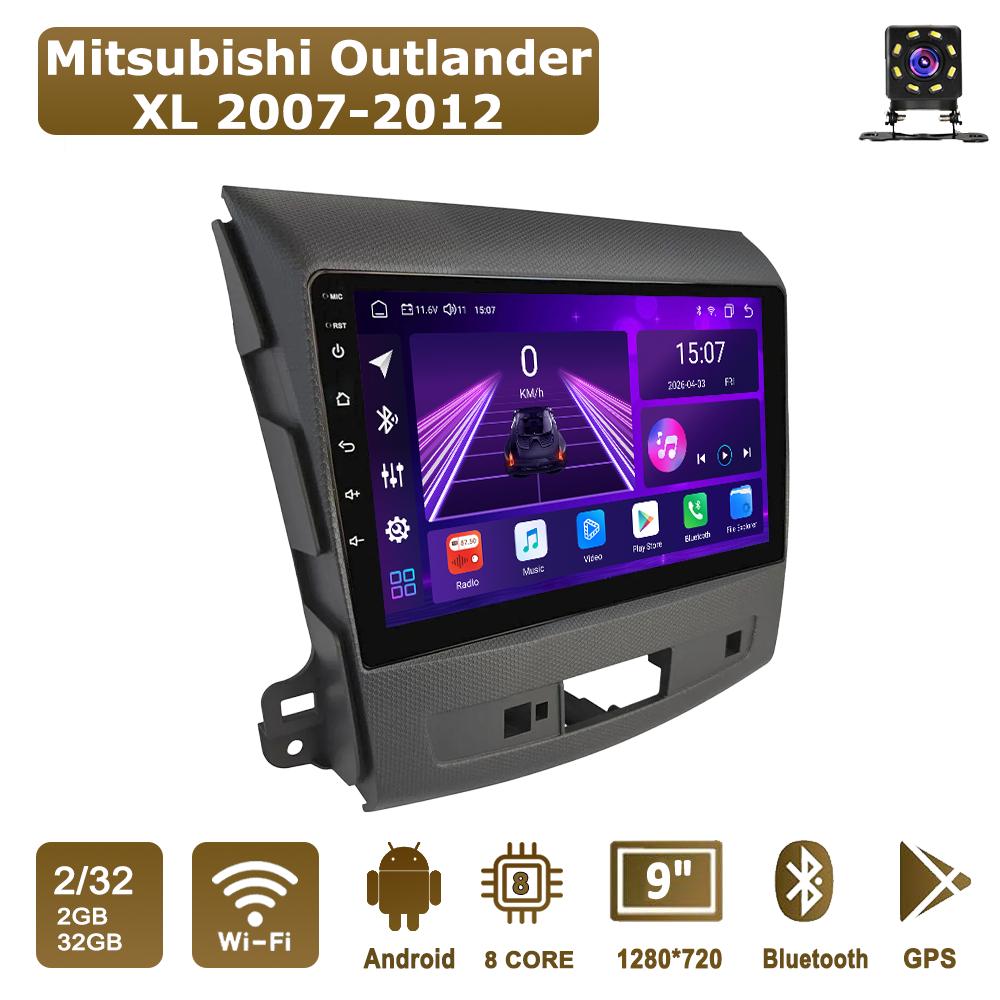 Автомобильная магнитола Android Car-Play для Mitsubishi Outlander XL 2007-2012 Мультимедийный проигрыватель Головное устройство Стерео Навигация GPS BT WIFI, 8 ЯДЕР ,2+32ГБ