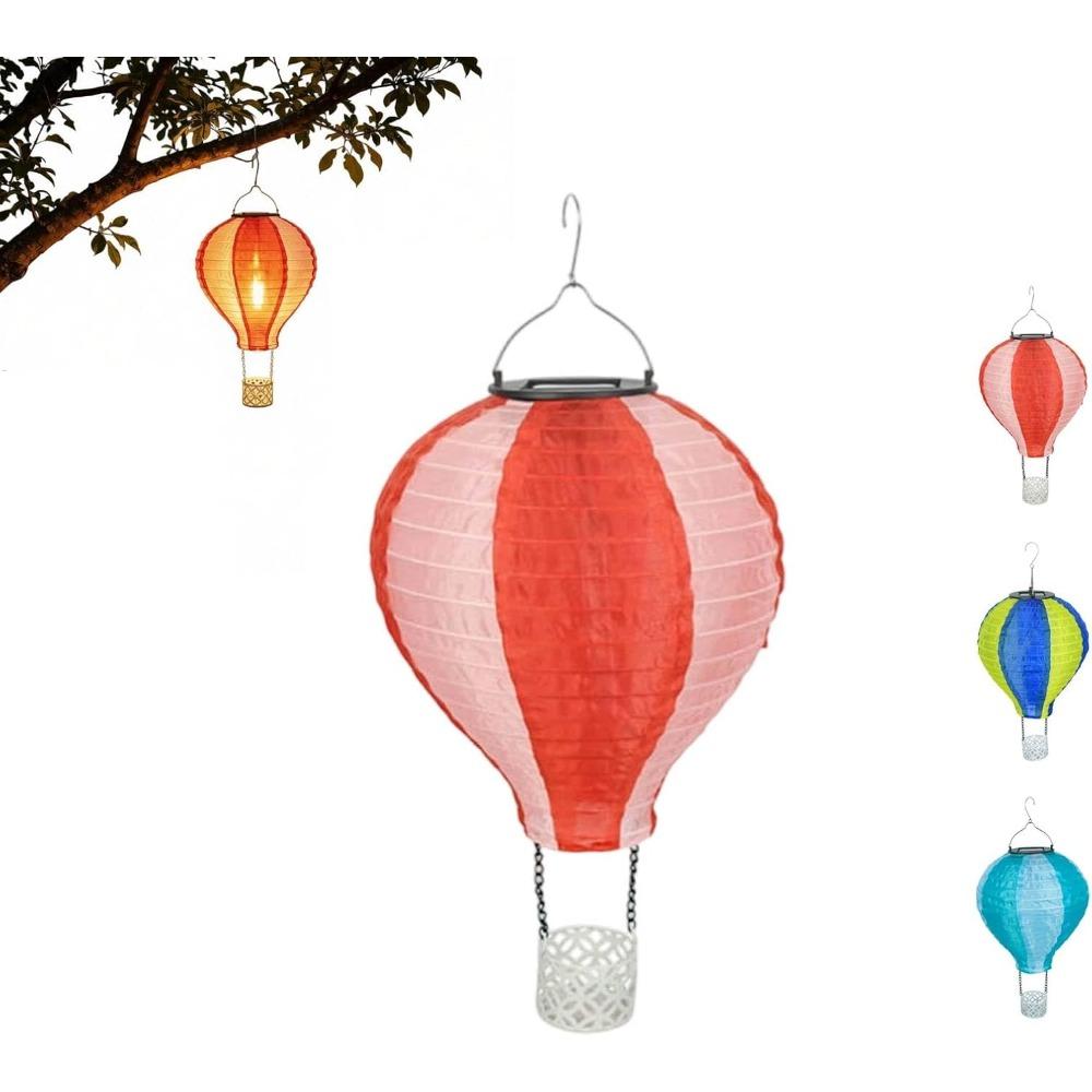 Hot Air Balloon Solar Lantern,Flickering Flame Hanging Solar-Powered LED Lights for Garden Decor,Waterproof Decorative Lights