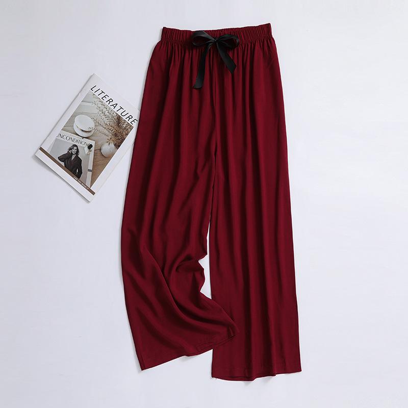 Женские пижамные брюки больших размеров из хлопка и вискозы, с мультяшным цветочным принтом, свободные девятиточечные пляжные брюки, для улицы