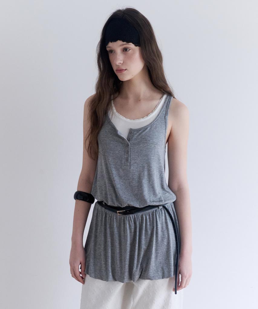 Lora Lora Jersey Balloon Layered One Piece Gray