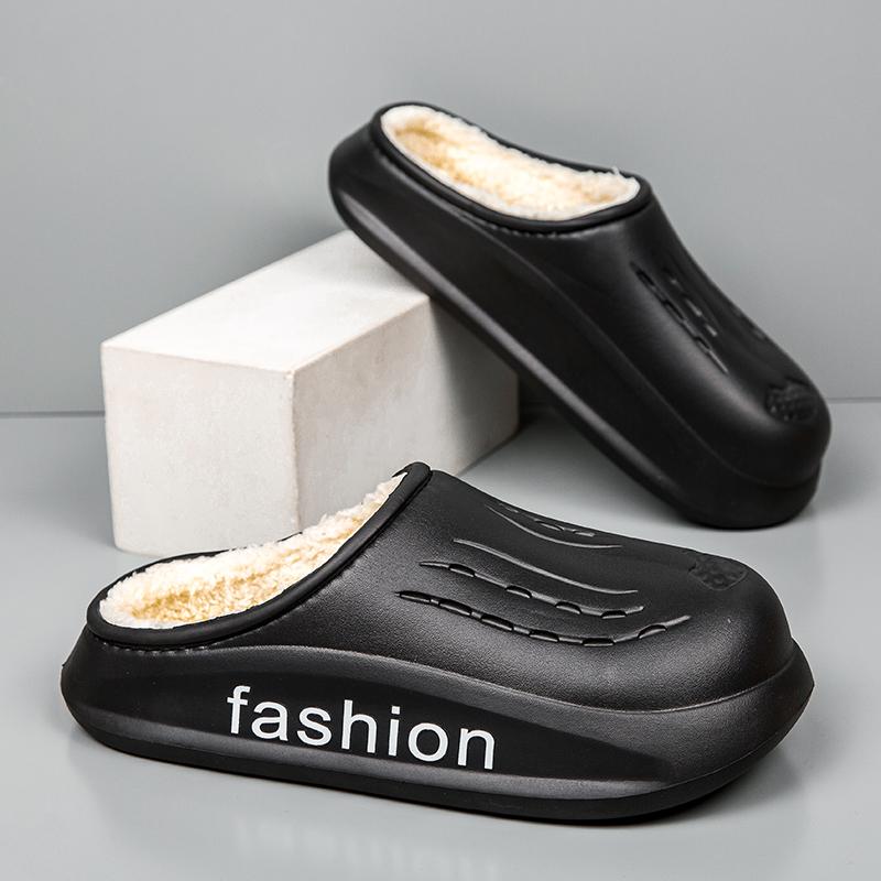 Модные зимние мужские тапочки, пушистые, домашняя обувь, мягкие, легкие, нескользящие, удобные, для дома, парные зимние теплые сабо