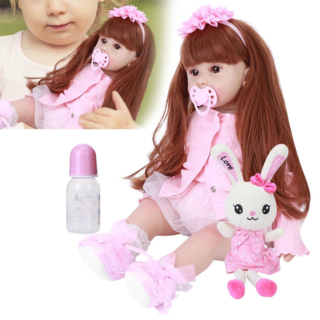 Reborn Toddler Silicone Baby Girl Doll Vivid Creativity Present Beautiful Baby Toy 60cmBrown Eyes
