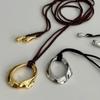 Women's Black Rope Pendant Necklace - Dong Jie Metal Circle, Long Sweater Chain, Vintage Luxury Style