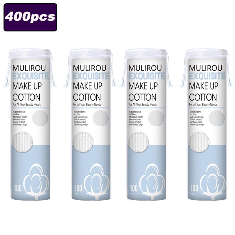 100/400 шт. мягких и дышащих круглых хлопковых дисков с двухсторонней текстурой используются для ежедневного очищения лица и снятия макияжа