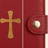 Catholic Faux Leather Holy Card Holder with 54 Prayer Cards Embossed Cross Pocket Prayer Card Organizer with Snap Closure for Worship Funeral Memor