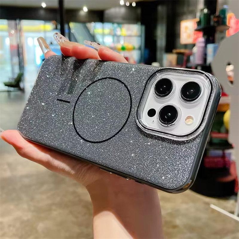 Роскошный блестящий чехол Magsafe Magnetic Case для iPhone 16 13 15 14 Pro Max Wireless Charge Мягкий силиконовый противоударный чехол