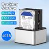 Dual Bay HDD Docking Station One Click Offline Clone SATA To USB 3.0 Hard Drive Docking Station Card Reader for 2.5/3.5'' SSD HDD Hard Drive Adapter