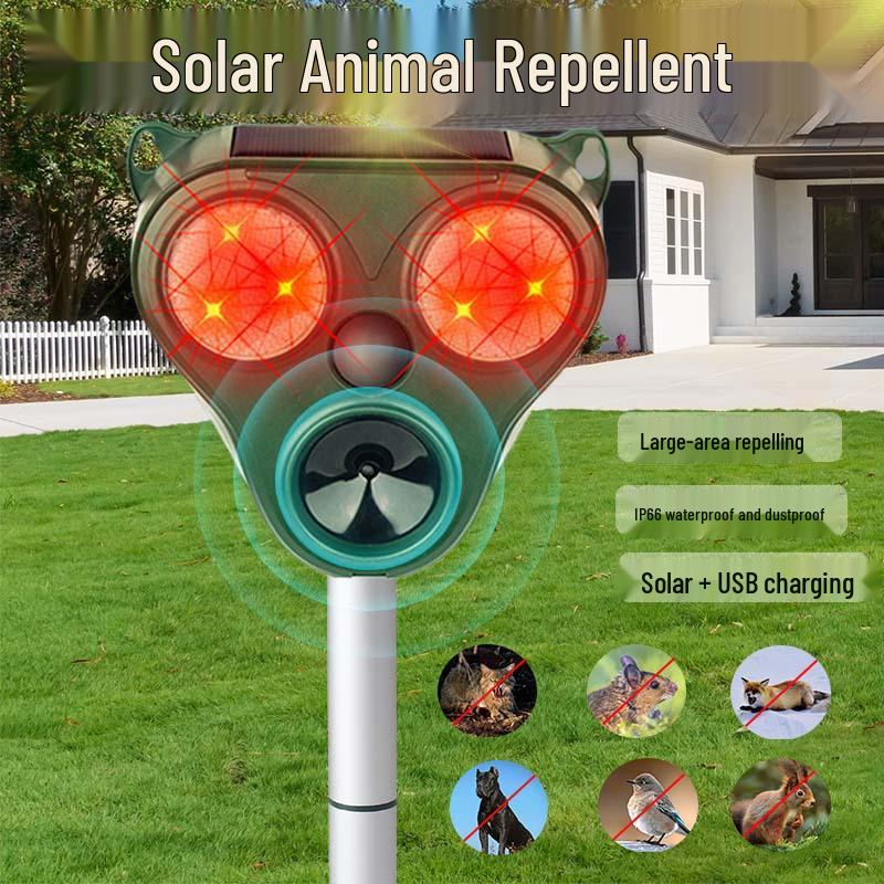 Solar-Powered Outdoor Rodent & Snake Repeller with Beeping Sound - Waterproof, Ground-Inserted Design