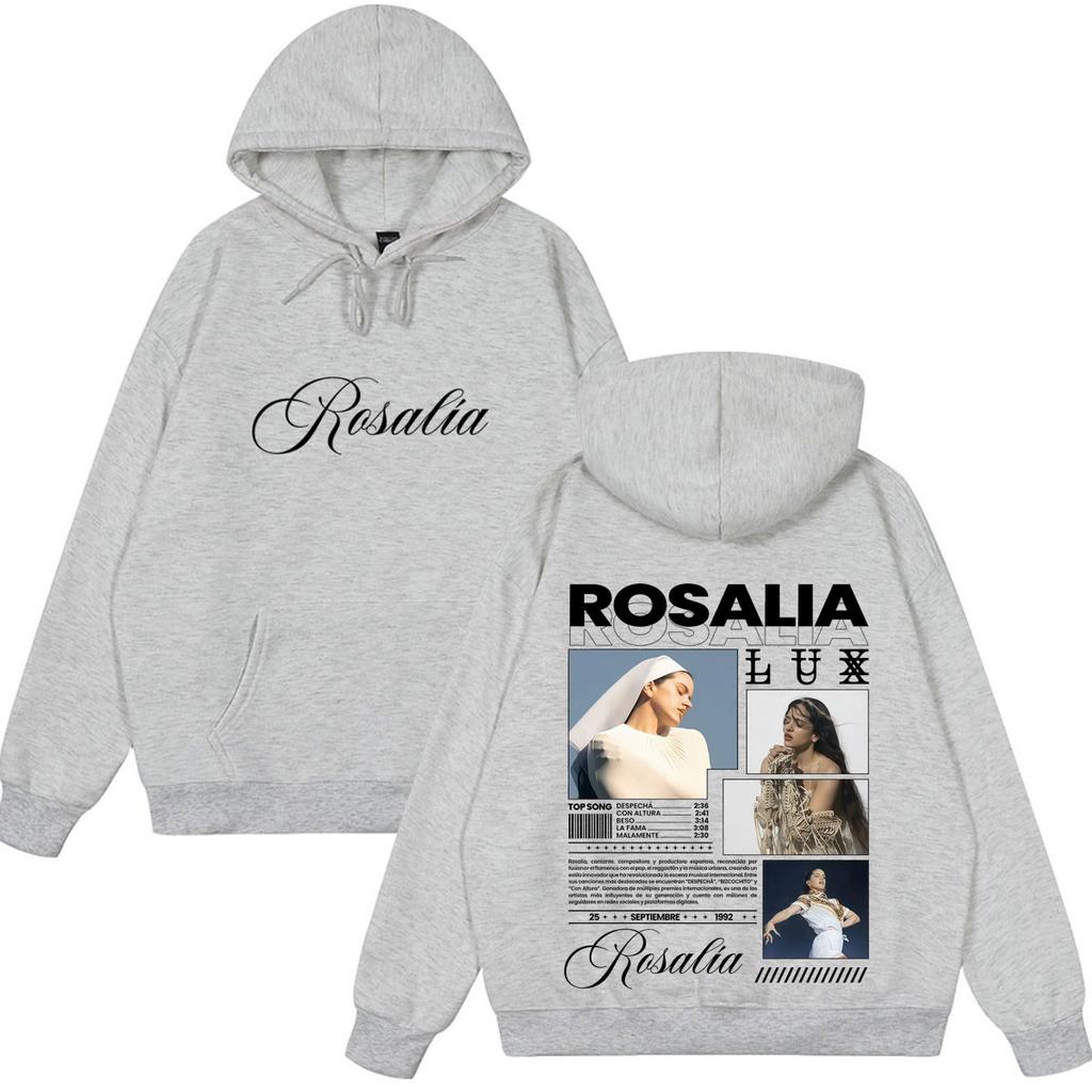Худи с принтом альбома Rosalia Lux Tour Мужская Женская Мода Винтажная Толстовка С длинным рукавом Свободный Пуловер
