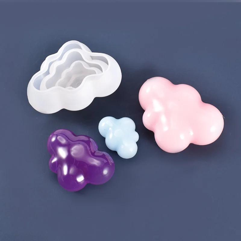 S/M/L 3D Cloud Shape Chocolate Silicone Mold Mousse Fondant Ice Cube Pudding Candy Soap Candle Molds Baking Cake Decoration Tool
