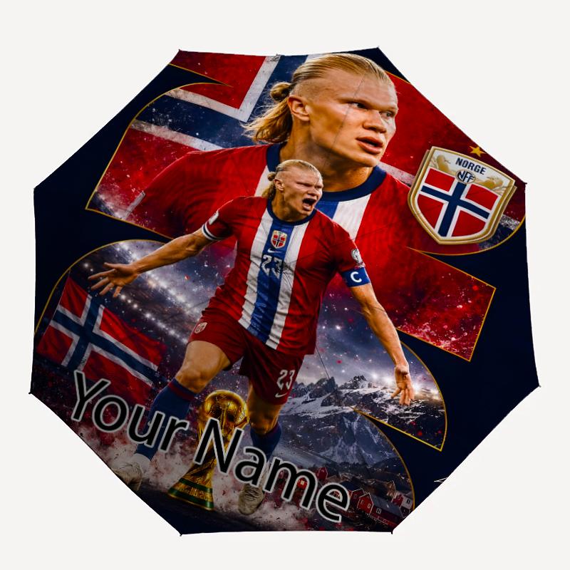 Personalized Name Haaland Print Umbrella, UV Shielding. It Has Eight Sturdy Ribs for Outdoor Use And Perfect As a Holiday Gift