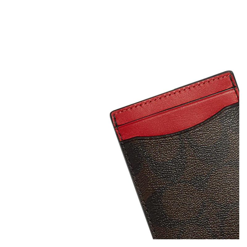 Coach Подарочная коробка 10 классических для пресбиопии с зажимом для денег, холщовый и кожаный держатель для карт, мужская модель, коричневый/красный