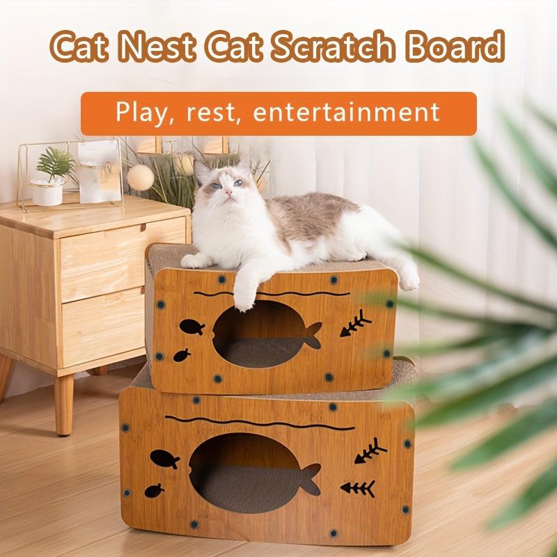 Прочная и износостойкая доска для кошачьих когтей со встроенным кошачьим гнездом и вертикальной шлифовальной машинкой для отдыха и игр.