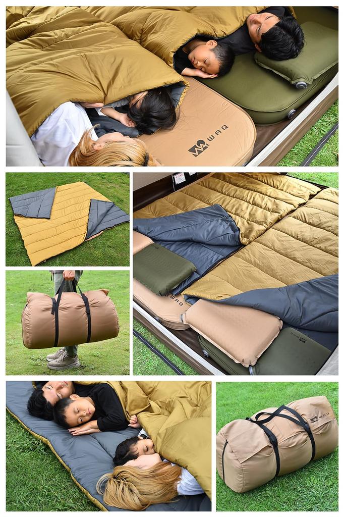 WAQ DD SLEEPINGBAG Family Sleeping Bag Solo Camping Outdoor Double Opening Type 3 Seasons Spring Summer Autumn Comfortable Operating Temperature