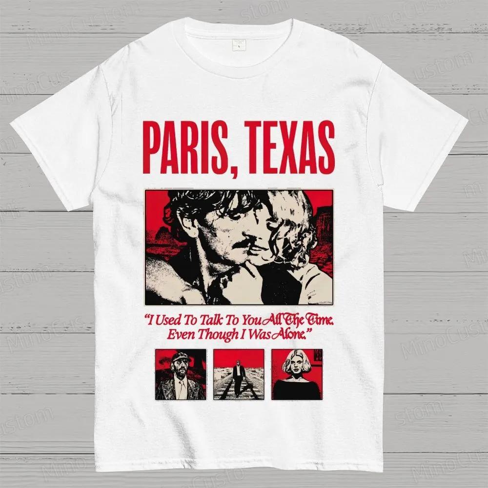 Classic 90's Horror Movie Paris Texas Graphic Print T-shirt Vintage Washed Cotton Men Women Summer Streetwear Oversized New Tees