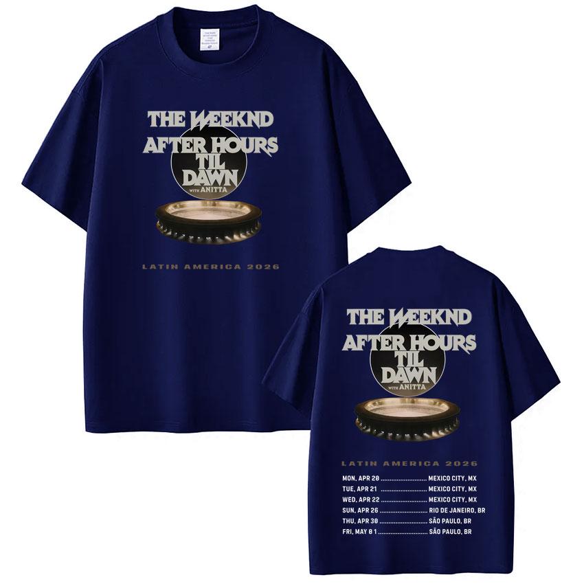 The Weeknd After Hours Til Dawn Tour 2026 Мерч Футболки Летние Новые Унисекс Женские Роскошная Мода Хлопок Оверсайз Футболка Y2K