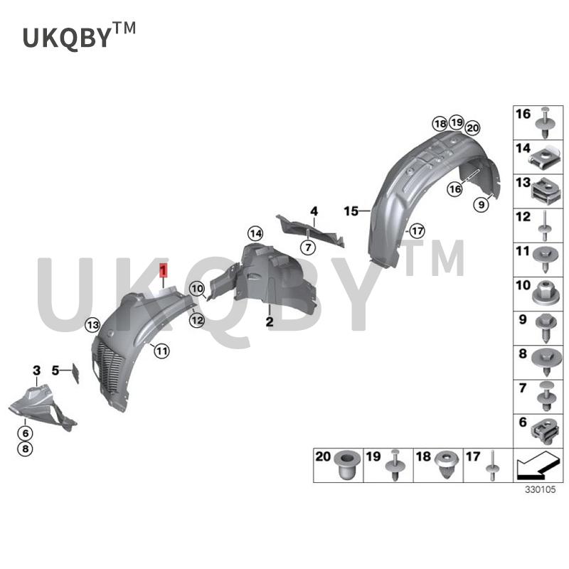 X5F 15X 530 dXX 5F1 5X5 M50 dXX 5F1 5X5 35i Right front of the front part of the cover plate wheel cover