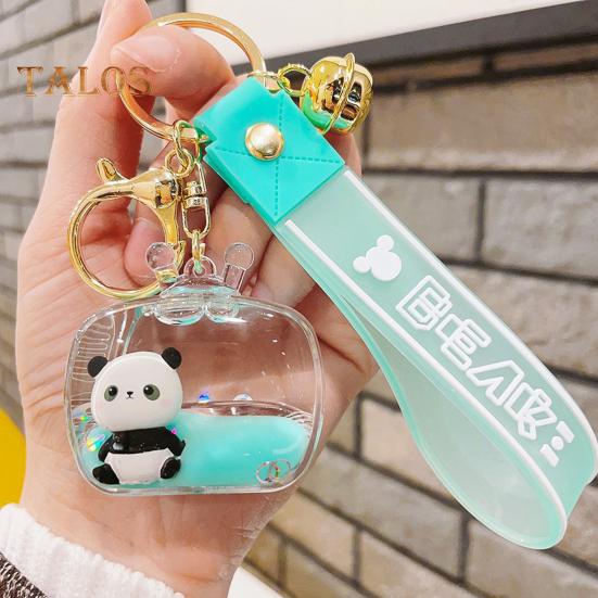 Прозрачный акриловый брелок с изображением зыбучих песков и панды, декор в виде колокольчика, брелок для ключей от дома с ремешком, украшение для куклы, сумки