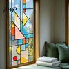 Privacy Protection Window Cover Film Static Glass Sticker Adhesive-Free Opaque Non-adhesive Decal Retro Colored Decor Easy Care for Bathrooms