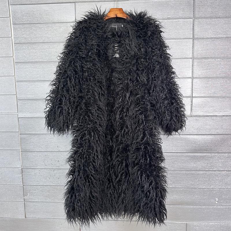 Источник Имитация меха мех пляжная шерсть удлиненная шерстяная куртка цвет колено длинный