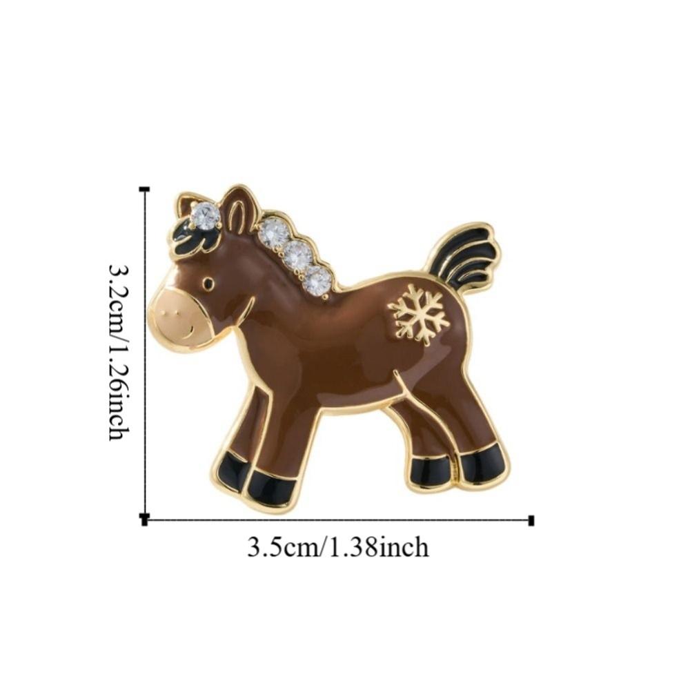 Snowflake Zinc Zinc Alloy Horse Brooch Drip Oil Brooch Animal Lapel Pins  Jewelry Accessories