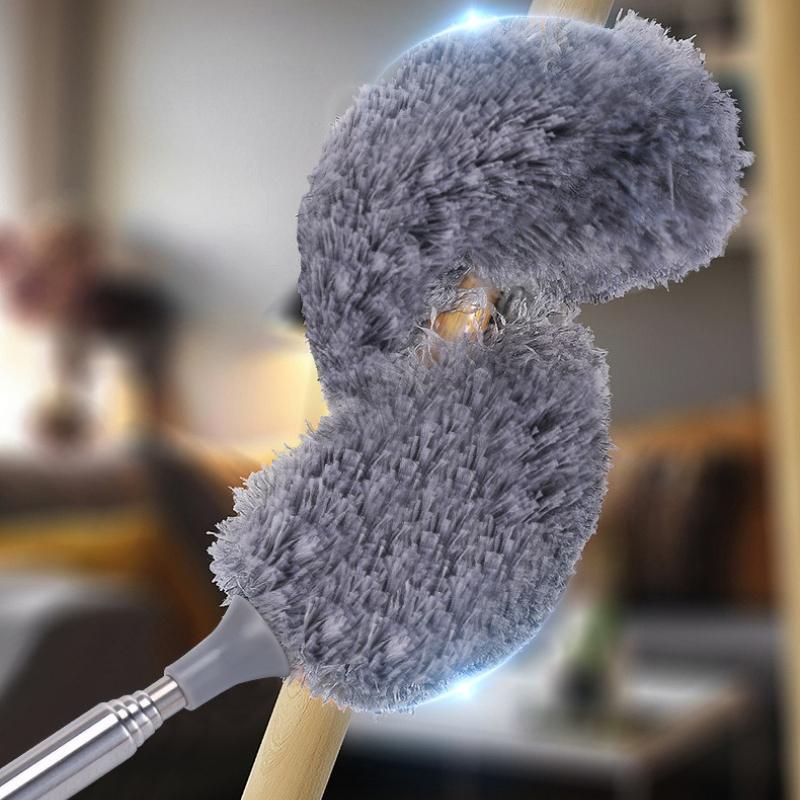 Electrostatic Dust Duster Telescopic Flexible Stainless Steel Household Feather Duster Cleaning Tool Microfiber Dust Brush