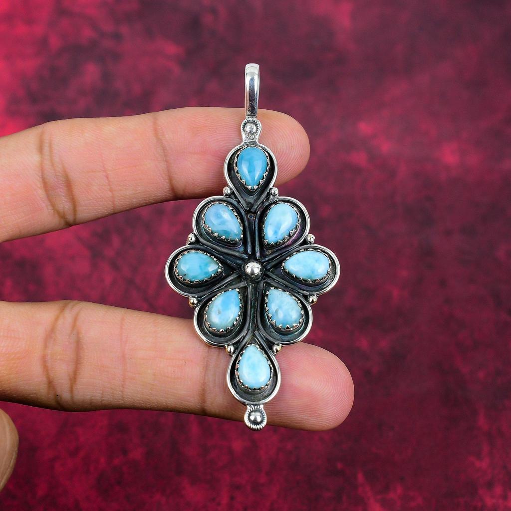 Подвеска из чистого серебра 925 пробы с синим халцедоном, ювелирные изделия с подвеской из драгоценных камней ручной работы, подарки для жены, абсолютно новый кулон