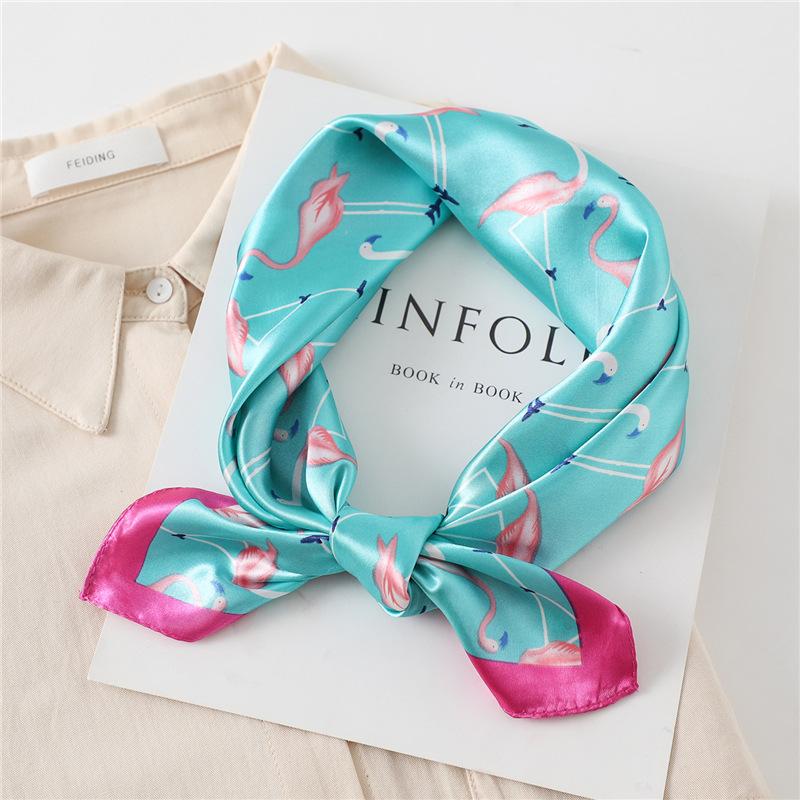 60cm Women'S New Versatile Simulated Silk Neck Protection Sunscreen Small Square Scarf Professional Scarf Headscarf