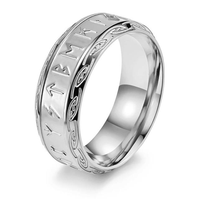 Винтажные кольца с рунами Одина, норвежского викинга, модные серебряные кольца из нержавеющей стали со словами, свадебные украшения