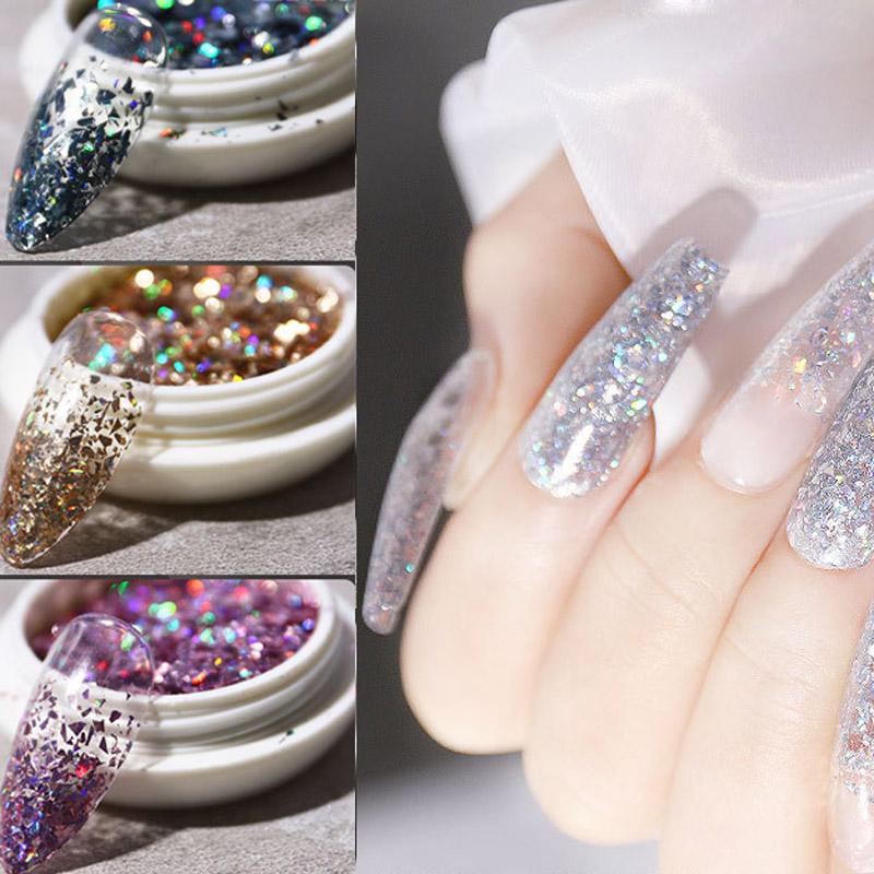 6 Pcs/Set Glitter Flakes Irregular Aluminum Foil Sequins For Nails Chrome Powder Winter Manicure Nail Art Decorations