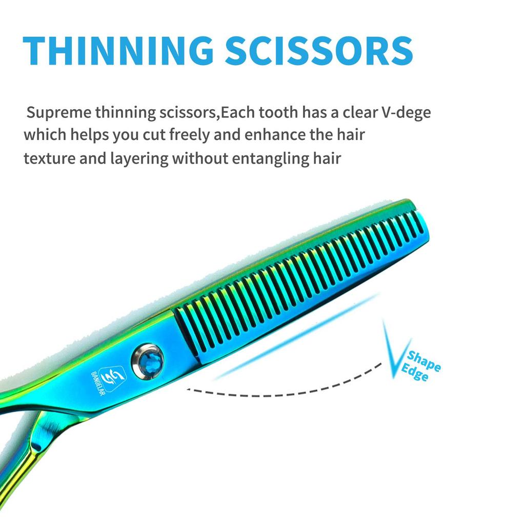 SANGELAR 6-дюймовые профессиональные ножницы для левой руки, набор японских стальных ножниц для стрижки волос, обычные и филировочные ножницы для парикмахеров и салонов красоты